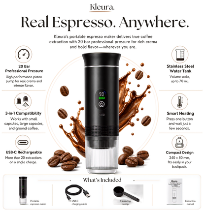Kleura Portable Coffee Maker 3-in-1